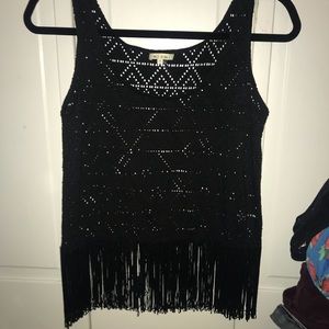 miami Black Fringe Tank Top from Francesca’s